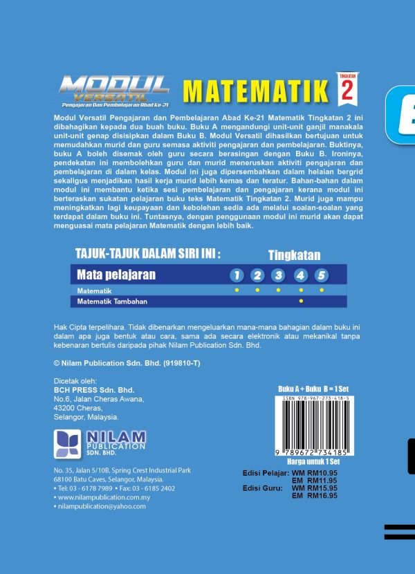 Modul Versatil P&P Abad Ke-21 Matematik Tingkatan 2 (A+B) 2022 Online Hot Sale