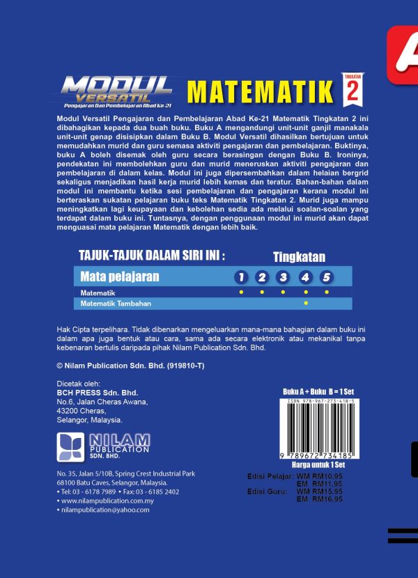 Modul Versatil P&P Abad Ke-21 Matematik Tingkatan 2 (A+B) 2022 Online Hot Sale