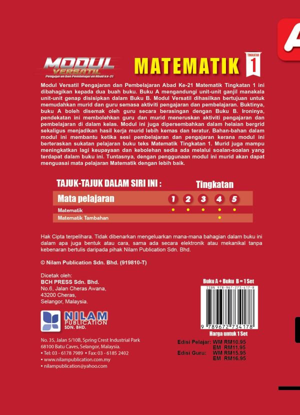 Modul Versatil P&P Abad Ke-21 Matematik Tingkatan1 (A+B) 2022 Online