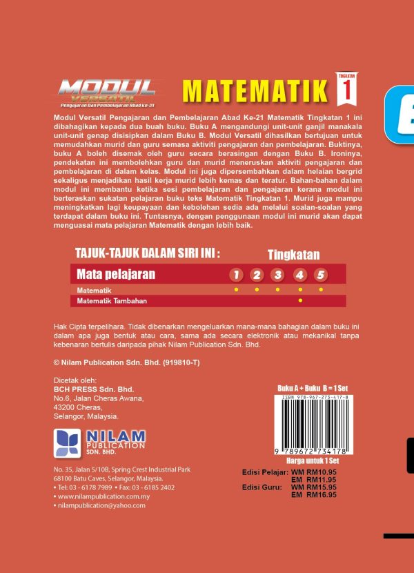 Modul Versatil P&P Abad Ke-21 Matematik Tingkatan1 (A+B) 2022 Online