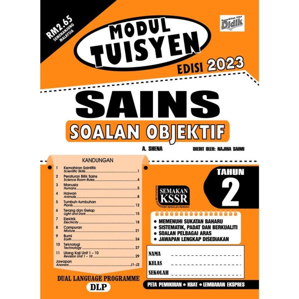 Modul Tuisyen Edisi 2023 Sains Tahun 2 Soalan Objektif Online