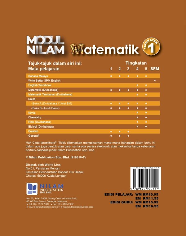 Modul Nilam P&P Abad Ke-21 Matematik Tingkatan 1 Dwibahasa 2020 Supply